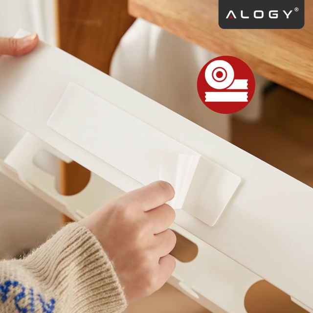 2-in-1 Under-Desk and Wall-Mounted Cable Organizer, 40 cm, with Adhesive Strip to Keep Your Desk Tidy, Alogy CableHold™ – White