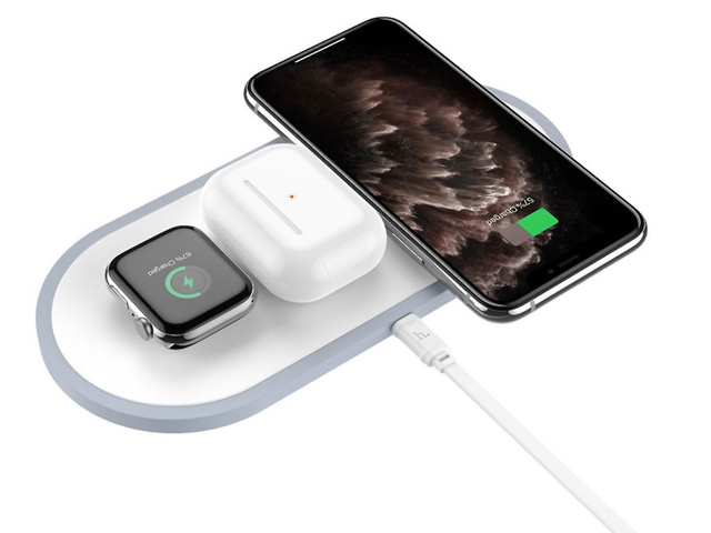 Індукційний зарядний пристрій 3в1 HOCO CW24 3В1 для iPhone / AirPods / Watch White