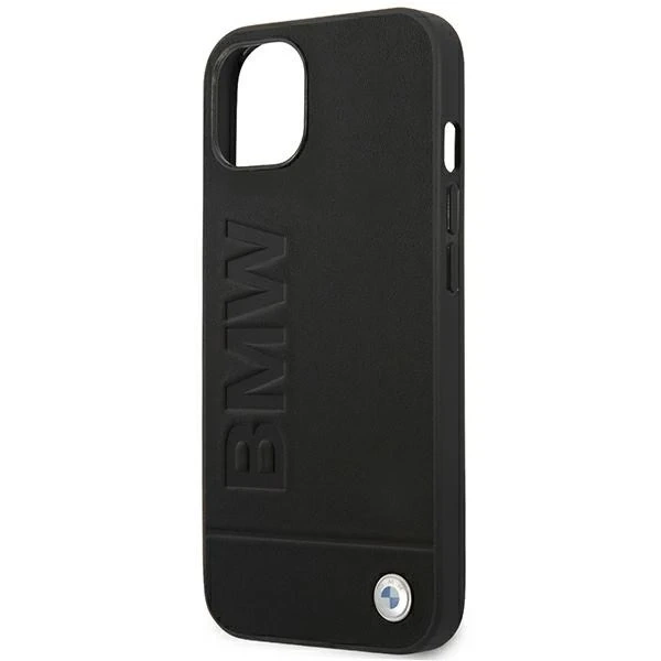 BMW BMHCP14MSLLBK Handyhülle für Apple iPhone 14 Plus 6.7" schwarz/schwarz Leder Stamp