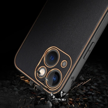 Dux Ducis Yolo case iPhone 14 Plus elegant cover з екологічної шкіри чорного кольору