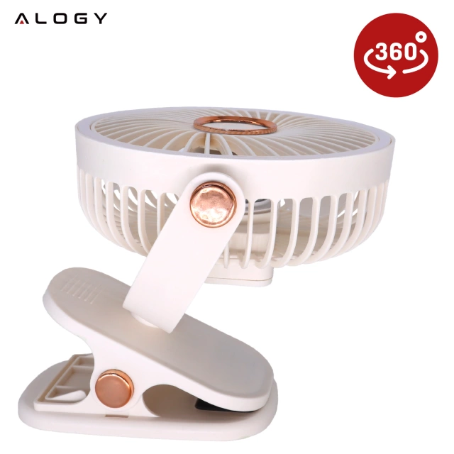 Ventilátor Veterný mlyn Veterník prenosný klip Alogy Stolný detský kočík bezkáblový biely