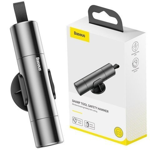 Baseus 2in1 hammer glass breaker with a knife for cutting seat belts