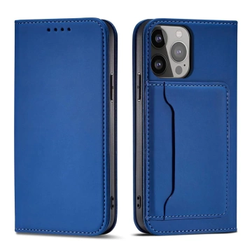 Magnet Card Case case for iPhone 13 Pro cover card wallet stand blue