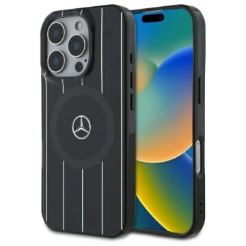 Etui Mercedes до iPhone 16 Pro Max 6.9" Czarny Hardcase MB Double Layer Crossed Lines MagSafe