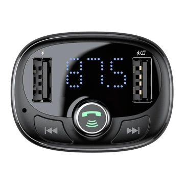 Baseus FM vysílač Bluetooth 4.2 mp3 nabíječka do auta 2x USB 3.4A handsfree sada MicroSD