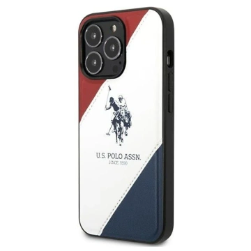 Puzdro na telefón US Polo Tricolor Embossed iPhone 14 Pro 6,1". biela/biela