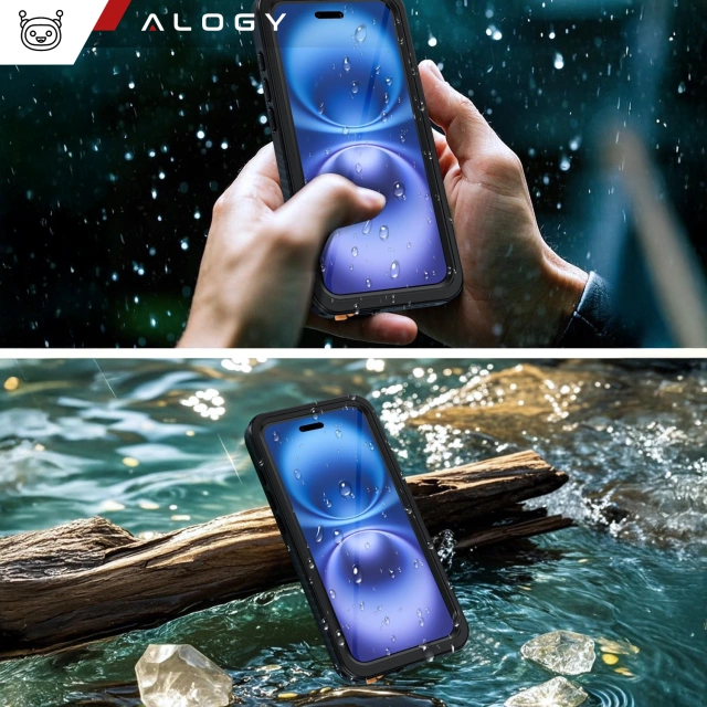 Vodotesné puzdro pre Apple iPhone 16e, kryt Alogy HydroArmor™ IP68 s priehľadnou zadnou stranou, 360° pancierované puzdro