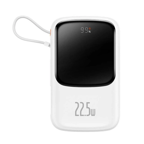 Power banka Baseus Qpow Pro s USB-C, USB-C, USB káblom, 10000mAh, 22,5W (biela)
