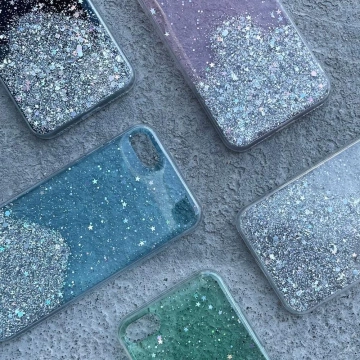 Star Glitter case kryt pro iPhone 13 mini lesklý třpytivý kryt černý
