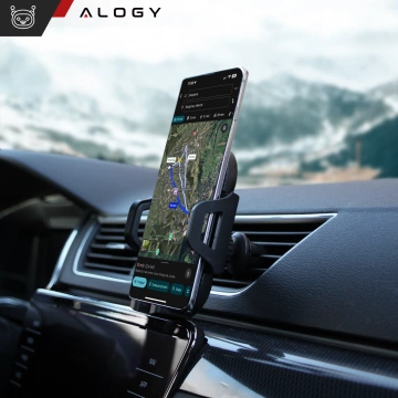 Alogy 3-in-1 car phone holder for the windshield for the dashboard grille Black