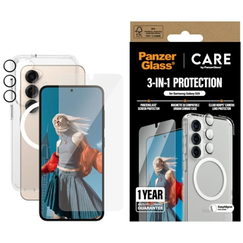 Захисний комплект CARE by PanzerGlass 3-в-1 для Samsung Galaxy S25
