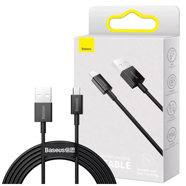 Kabel USB do micro USB Baseus Superior Series, 2A, 2m (černý)