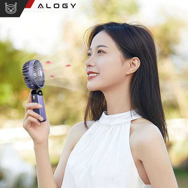Fan Fan Handheld Fan Wireless Alogy Desktop Portable Handheld with Phone Holder USB-C Navy Blue