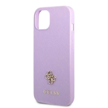 Etui Guess GUHCP13SPS4MU do Apple iPhone 13 Mini 5,4" purpurovo/fialové pevné puzdro Saffiano 4G malé kovové logo