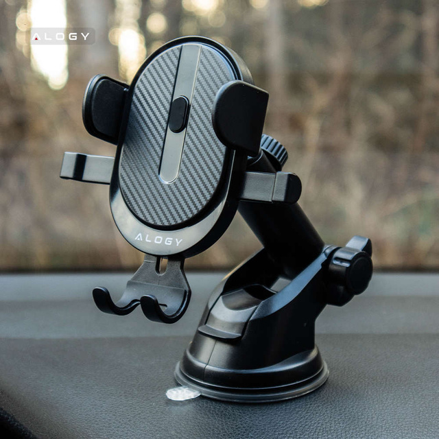 Alogy 2in1 car holder for 6.5" phone gravitational for windshield, dashboard, grille Easy One Touch Organizer