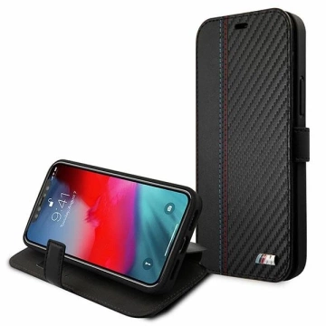 Etui BMW BMFLBKP12SMCARBK do iPhone 12 mini 5,4" book M Collection PU Carbon Stripe czarny/black 