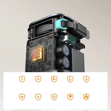 Зарядний пристрій Joyroom JR-TCL02 65 Вт USB-A USB-C GaN із вбудованим кабелем USB-C - чорний