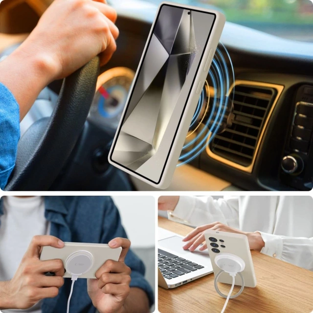 Etui do Samsung Galaxy S25 Ultra Tech-Protect Liquid Silicone MagSafe Cosmic Latte