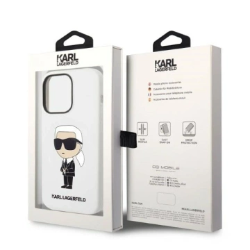 Ochranné puzdro na telefón Karl Lagerfeld KLHCP14LSNIKBCH pre Apple iPhone 14 Pro 6,1" pevné puzdro bielo/biele silikónové Ikonik