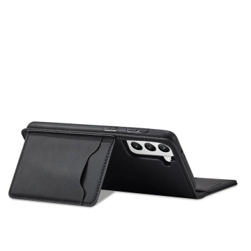 Magnet Kartenetui für Samsung Galaxy S22+ (S22 Plus) Tasche Wallet Kartenhalter Schwarz