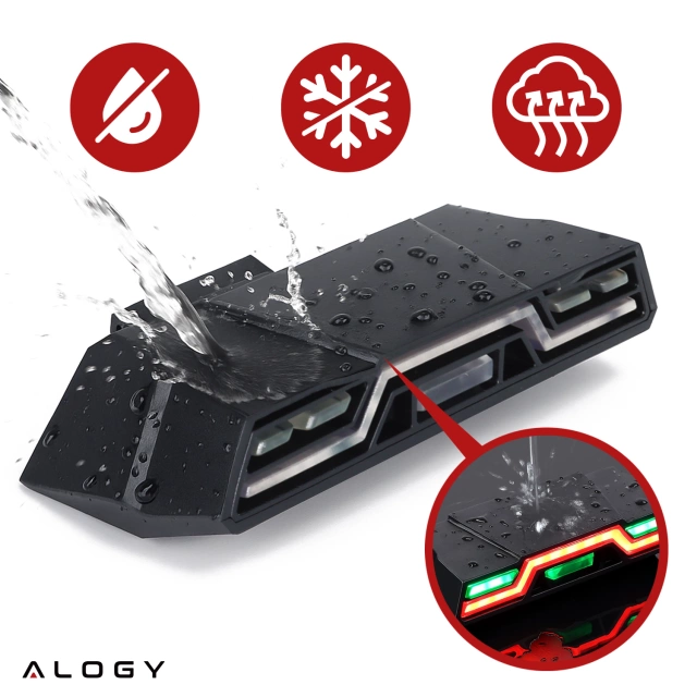 Fahrradrücklicht für das Heck des Fahrrads, LED-Beleuchtung, Rücklicht, rotes Aluminium, wasserdicht, IPX4, 50 lm, Alogy