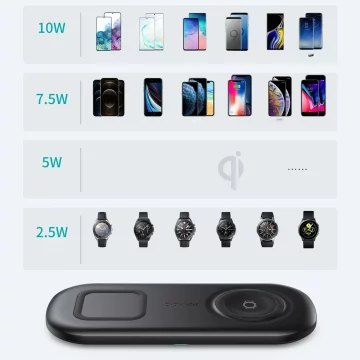 Choetech Qi 10W kabelloses Ladegerät für Telefon und Samsung Galaxy Watch schwarz (T570-S)