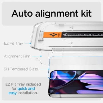 Spigen Glas.Tr Tempered Glass "EZ FIT" 2-Pack for Google Pixel 9 / 9 Pro Clear