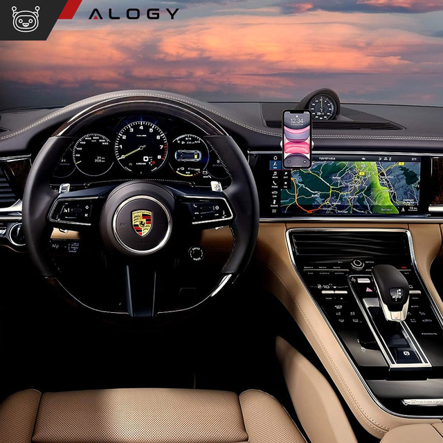 Car holder x2, Alogy set, magnetic, self-adhesive, black