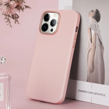 Dux Ducis Grit Leather Case for iPhone 14 Pro Sleek PU Leather Cover (MagSafe Compatible) Pink