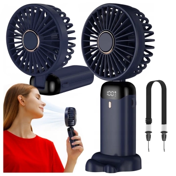 Fan Fan Handheld Fan Wireless Alogy Desktop Portable Handheld with Phone Holder USB-C Navy Blue
