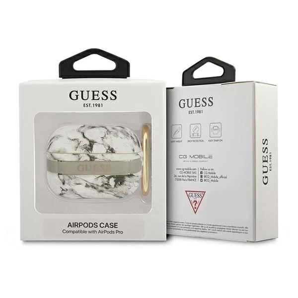 Обкладинка Guess GUAPHCHMAG AirPods Pro з темно-сірим мармуровим ремінцем