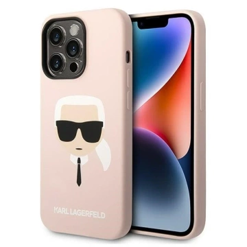 Etui Karl Lagerfeld KLHMP14XSLKHLP pre iPhone 14 Pro Max 6,7" pevné puzdro Silikónové puzdro Karl`s Head Magsafe jasné/svetlo pin
