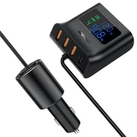 Автомобільний зарядний пристрій Acefast 90W USB Type C / 3x USB / гніздо прикурювача, PPS, PD3.0, QC3.0, AFC, FCP зарядна станція чорний (B8 чорний)
