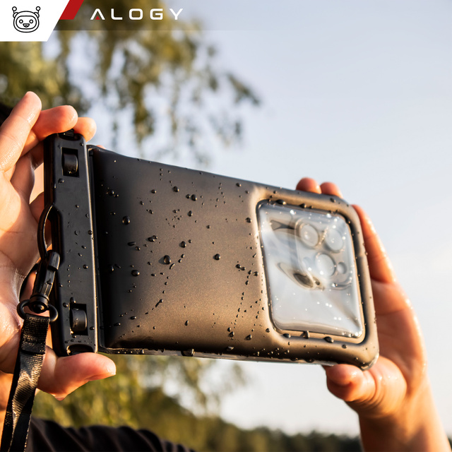 Etui wodoodporne wodoszczelne na telefon do 7.5" wypornościowe na basen kajak Case futerał do wody Alogy Czarne + Etui nerka