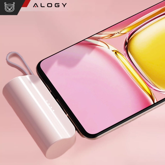 PowerBank 5000mAh Alogy vrecková malá externá nabíjačka Power Bank USB-C a lightning Pink