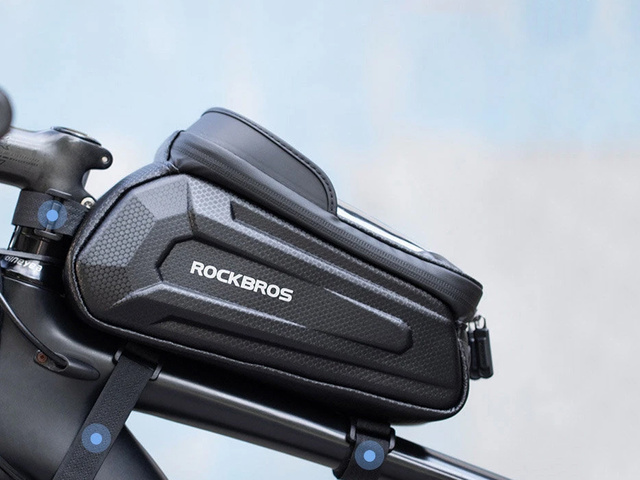 Pouch bag bike pannier phone holder for frame RockBros B68 Black