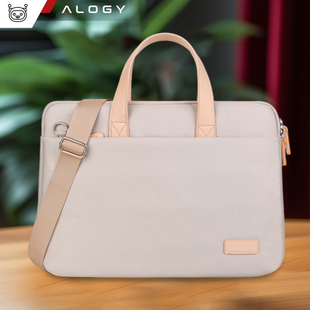Pánská a dámská brašna přes rameno na notebook, tablet, 14 palců, látková cestovní, obal Alogy, béžová