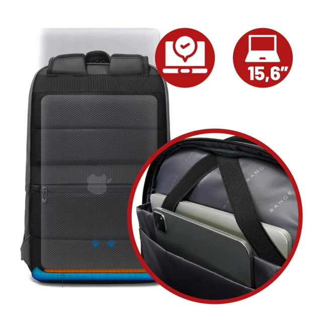 Vodotesný batoh Bange 26L na notebooky do 15,6" – priestranný a pohodlný, odolný a priedušný, do mesta aj na cesty, do práce a lietadla, unisex – sivý