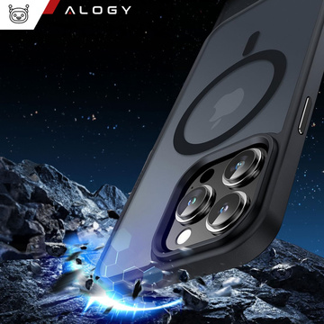 Case for iPhone 15 Pro MagSafe Matt Case Cover frosted Alogy Ring armored phone case Black