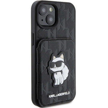 Etui Karl Lagerfeld KLHCP15SSAKCNSCK für iPhone 15 6,1" czarny/black hardcase Saffiano Cardslots und Stand Monogram Choupette