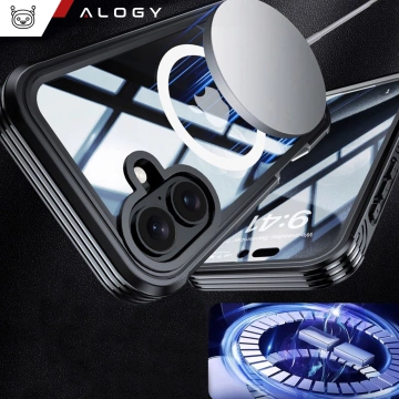 Захисний чохол для телефону Apple iPhone 16 Alogy Shield360 MagCase™️ для MagSafe із захистом дисплея та камери, чорний