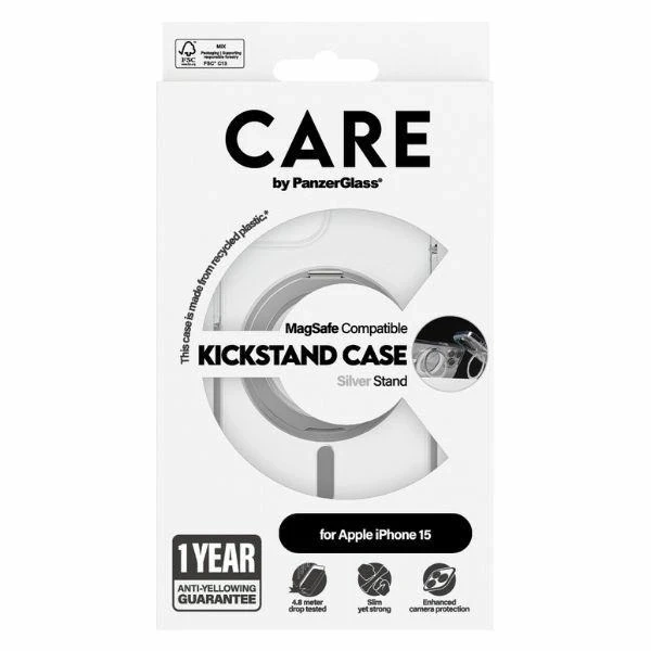 Etui do iPhone 15 CARE von PanzerGlass Kickstand MagSafe Silver