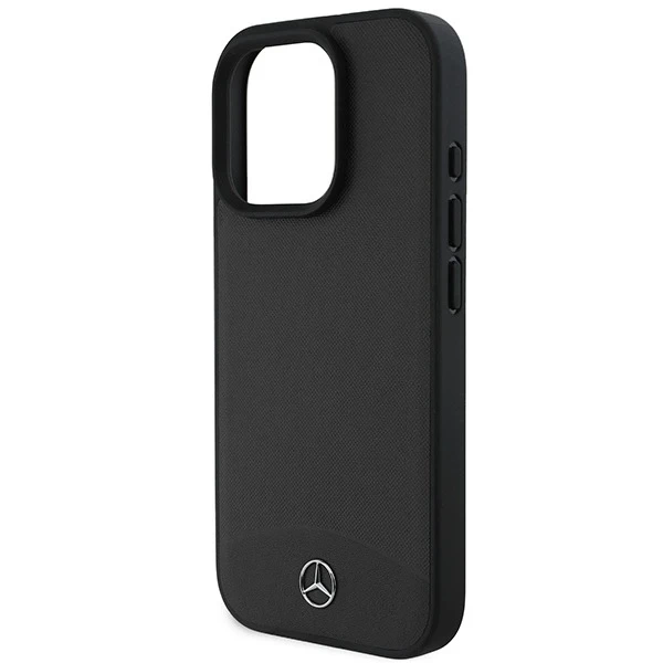 Mercedes-Etui für iPhone 16 Pro Max 6,9" Schwarzes MagSafe Hardcase Strukturiertes und glattes Leder