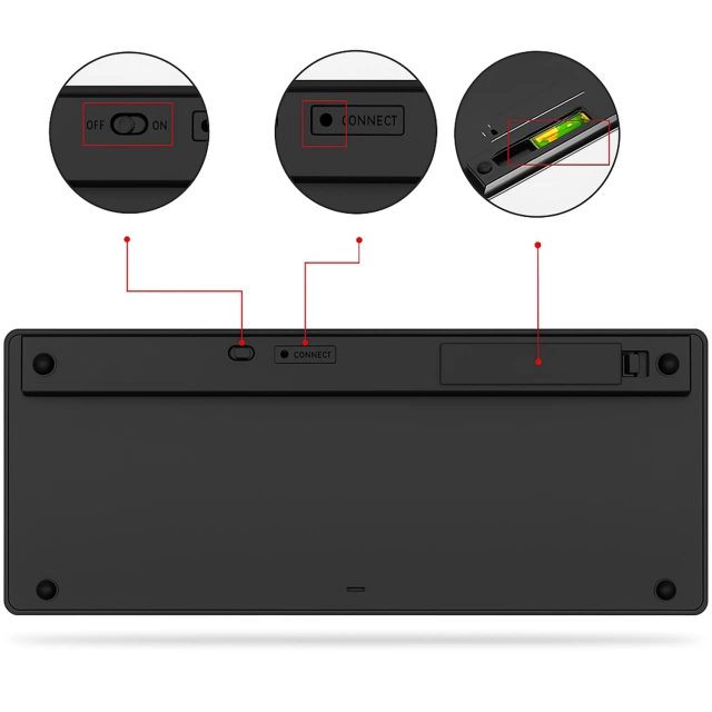 Wireless Bluetooth BT 3.0 Keyboard, universal for iPad iMac iOS Android Windows slim Black