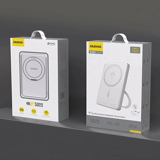 Powerbank Dudao K28 10000mAh 22.5W MagSafe Podstawka Srebrny