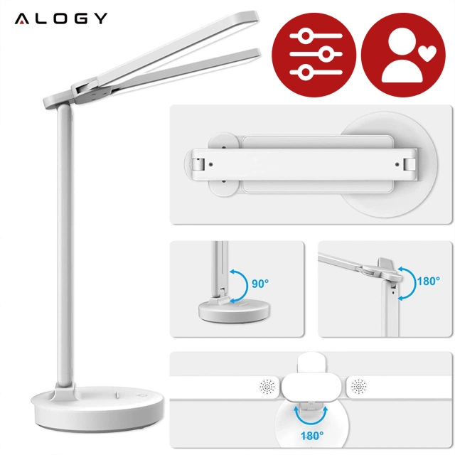 Lampe Alogy Doppel-LED-Schreibtischlampe stehend auf dem Schreibtisch mit Akku Schulzeichner Weiß