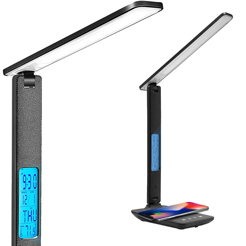 Tischleuchte Alogy LED 10W Qi Induktionsladegerät mit Display Schwarz