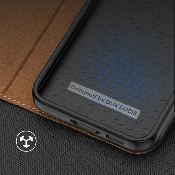 Ochranné pouzdro Dux Ducis Skin X2 pro Samsung Galaxy S23 flip case stojánek na peněženku hnědé