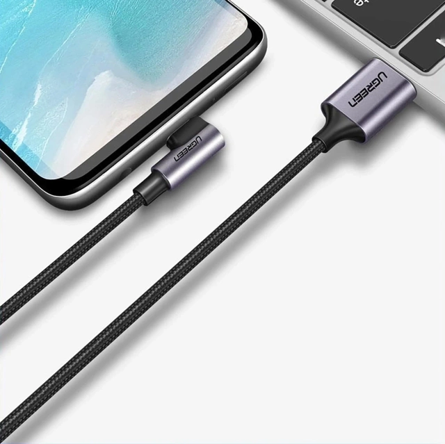 Kabel USB-A – USB-C 3A 3m Ugreen US284 70255 Kątowy Szary
