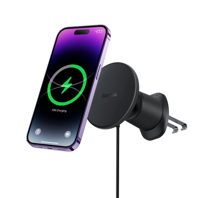 Baseus CW01 Autohalterung für iPhone mit 15-W-Induktionsladegerät für Lüftungsschlitze – Schwarz